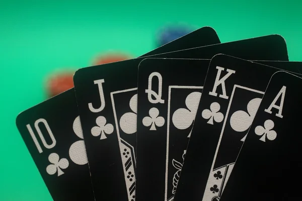 Pokerhand - clubs straight flush — Stockfoto
