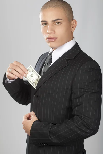 Good Looking Businessman on Gray — Stock Photo, Image
