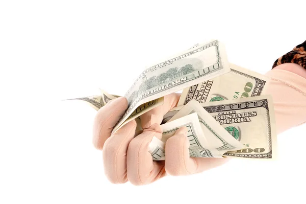 Hand holding dollars banknotes — Stock Photo, Image