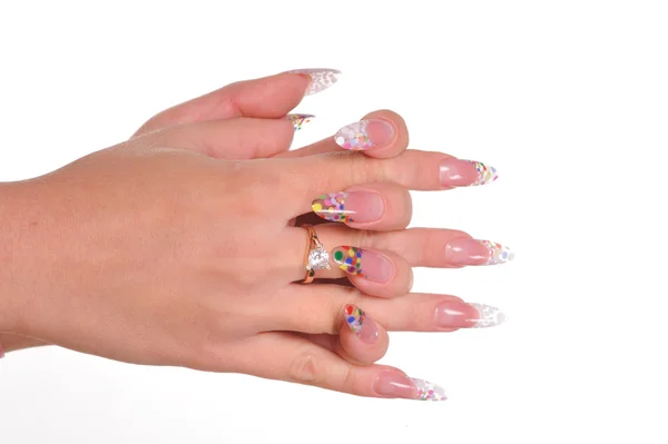 Mooie manicure op vrouwelijke handen — Stockfoto