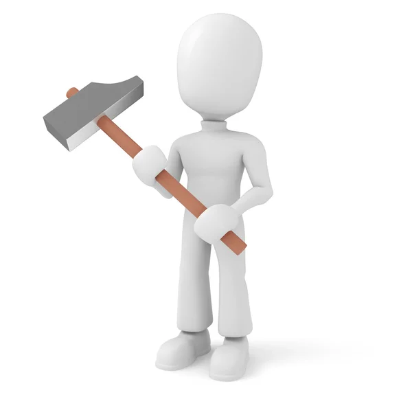 3d man with a hammer — Stock Photo, Image