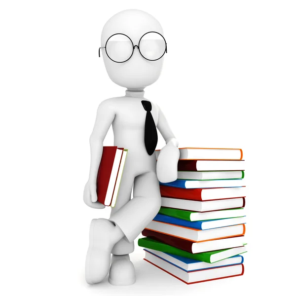3d man holding colorful books — Stock Photo, Image