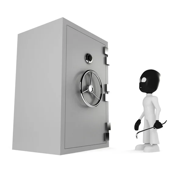 3D man burgler, isolerade på vit — Stockfoto