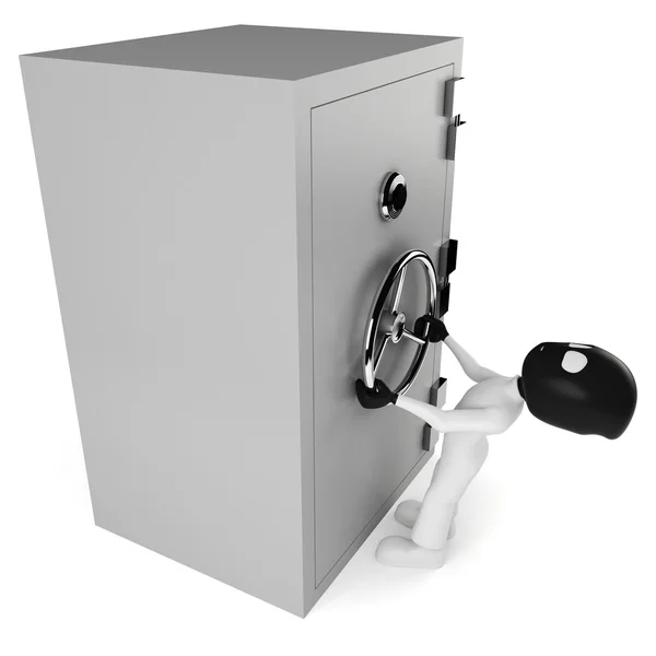 3D-man burgler, geïsoleerd op wit — Stockfoto