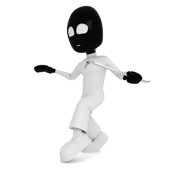 3D burgler człowieka, na białym tle — Zdjęcie stockowe