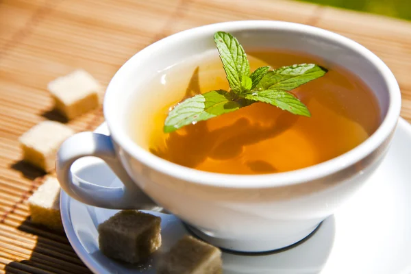 Taza de té blanco iluminada por buena luz del día —  Fotos de Stock