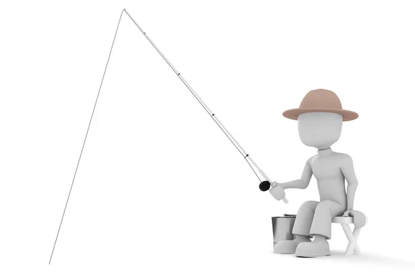 3D-s ember halász — Stock Fotó
