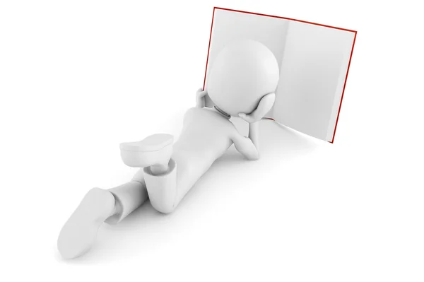 3D άνθρωπος ανάγνωση ένα boock, που απομονώνονται σε λευκό — Φωτογραφία Αρχείου