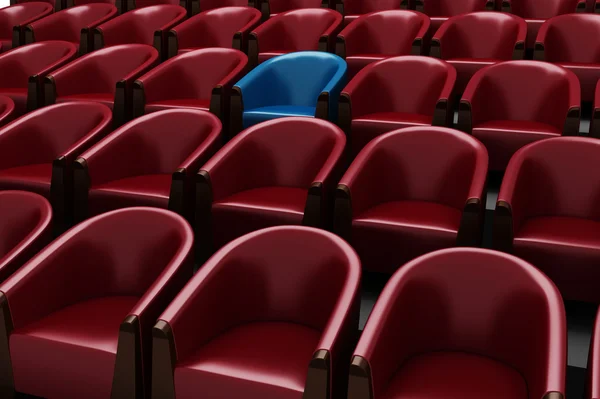 3d chairs, red and one blue — Stok fotoğraf