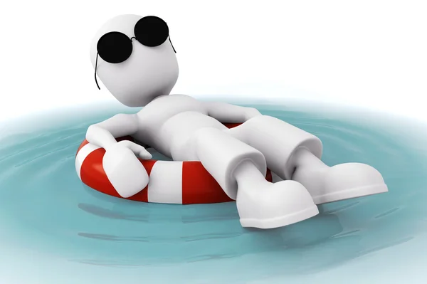 3d homme relaxant dans une piscine — Photo