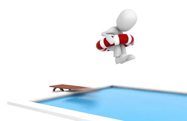 3d man jumping in a swiming pool — Stock Photo, Image