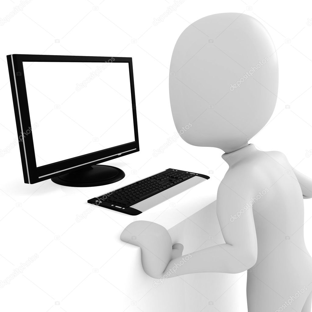 3d man working at computer — Stock Photo © digitalgenetics #3357102