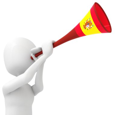 3d man and vuvuzela clipart