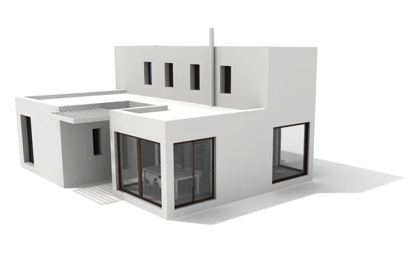 3d casa moderna, no fundo branco — Fotografia de Stock