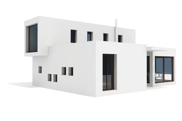 3D-modern huis, op witte achtergrond — Stockfoto