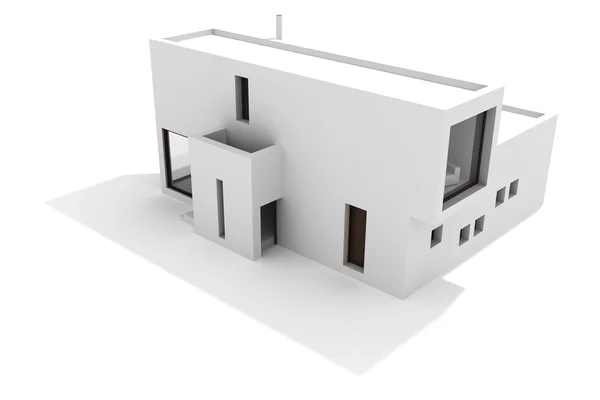 3D, nowoczesny dom na białym tle — Zdjęcie stockowe