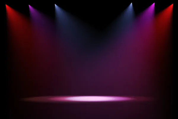 3d luzes de palco no fundo preto — Fotografia de Stock