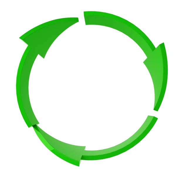 Зелений символ повторного використання ізольовано на білому — стокове фото