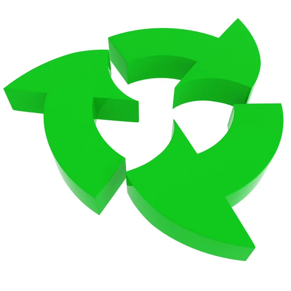 Zielony symbol recyklingu izolowany na białym — Zdjęcie stockowe