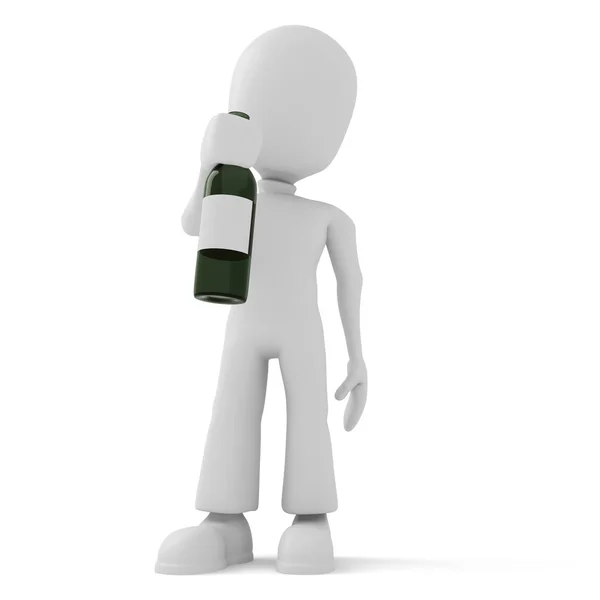 3d man and holding a bottle — Stock Photo, Image