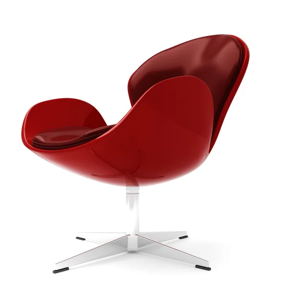 3d червоне шкіряне крісло розкладене на білому — стокове фото