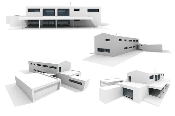 3D moderní dům, na bílém pozadí — Stock fotografie