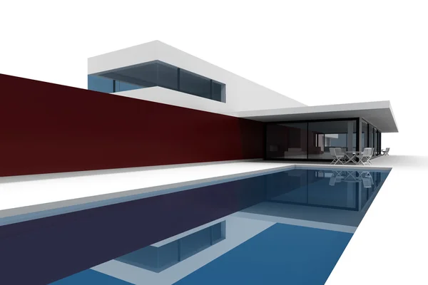 3 डी आधुनिक घर, सफेद पृष्ठभूमि पर — स्टॉक फ़ोटो, इमेज