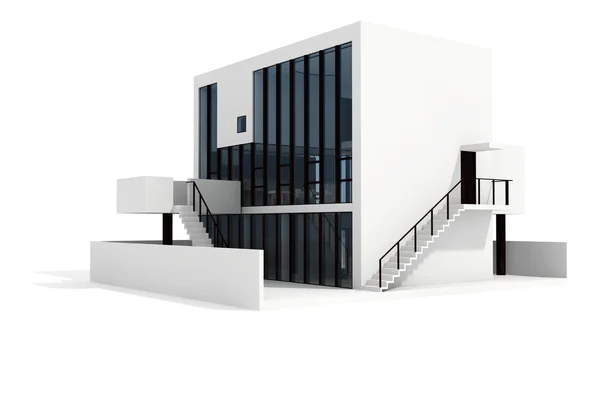 3d 现代房子，在白色背景上 — 图库照片