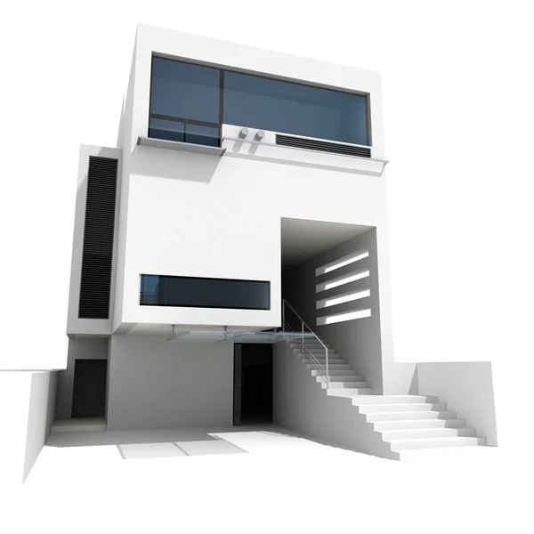 3d casa moderna, su sfondo bianco — Foto Stock