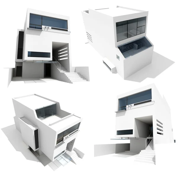3D современный дом, на белом фоне — стоковое фото