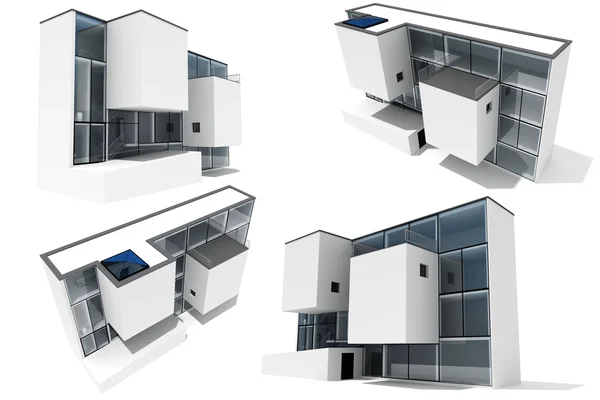 3D-s modern ház, fehér háttér폭발성 푸른 지구 — Stock Fotó