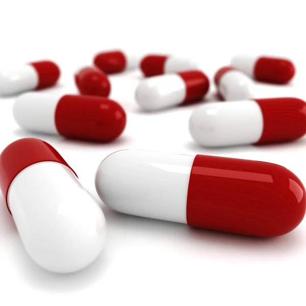 3D Pillen Render, auf weißem Hintergrund — Stockfoto