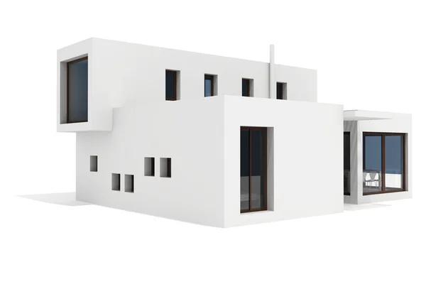 3D σύγχρονο σπίτι, σε λευκό φόντο — Φωτογραφία Αρχείου