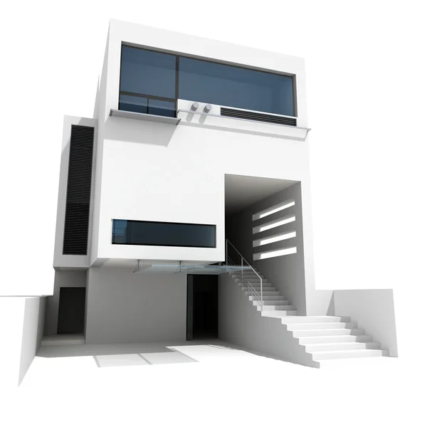 3d modernes Haus, auf weißem Hintergrund — Stockfoto