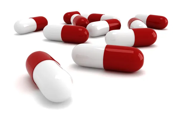 3D Pillen Render, auf weißem Hintergrund — Stockfoto