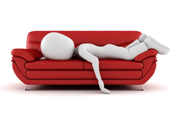 3d человек устал, спит на диване — стоковое фото