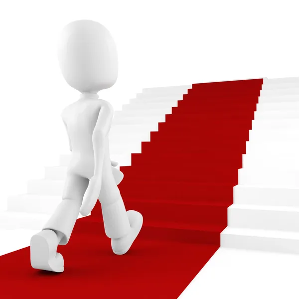 3d man on red carpet climbing for success — Stock Photo, Image