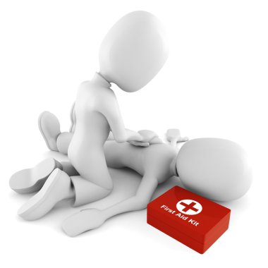 3d man providing first aid support clipart