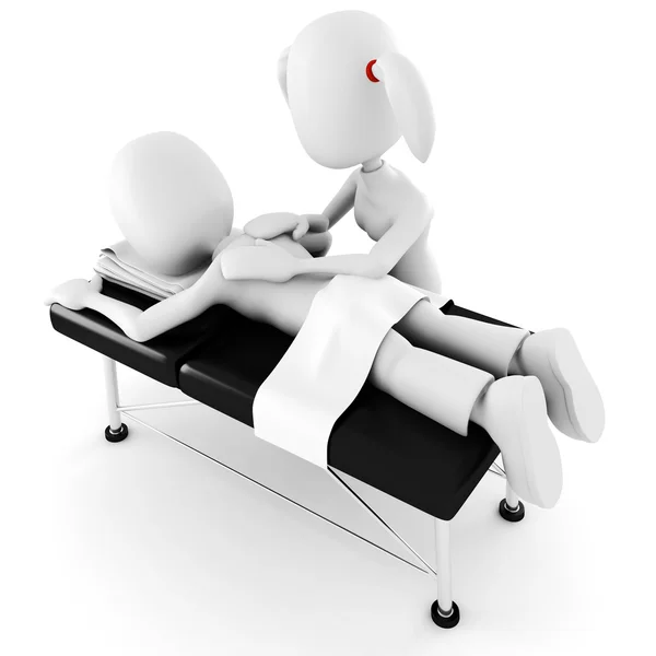 stock image 3d man, laying on a massage table, isolated on white background