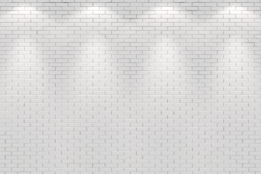 Blank room wall lit by four spot lights clipart