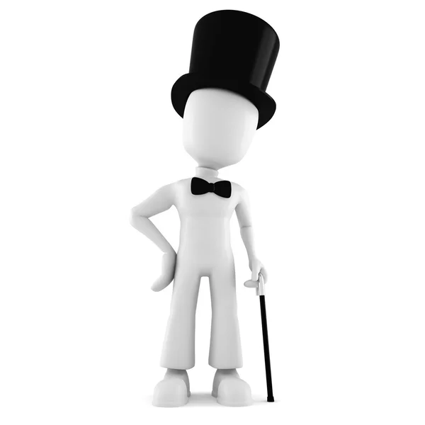 stock image 3d man with a big hat, isolated on white background
