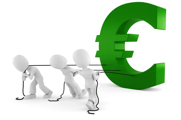 3D muž vytáhl symbolu euro — Stock fotografie