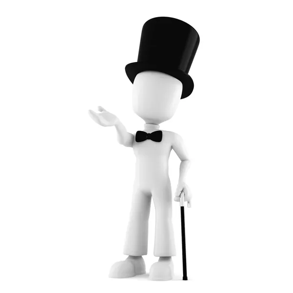 3d man with a big hat, isolated on white background — Stock Photo, Image