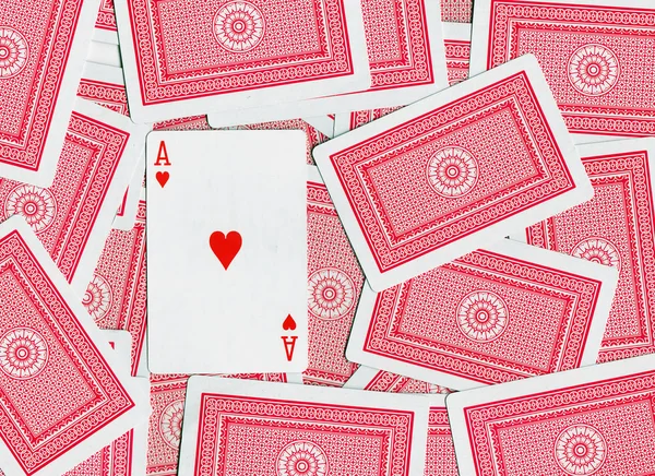 Speelkaarten, ace harten — Stockfoto