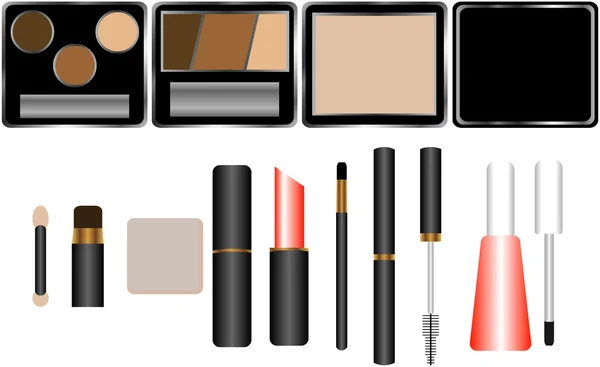 Conjunto de cosméticos com aplicadores —  Vetores de Stock
