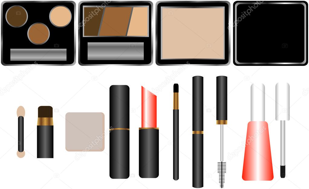 Set of Cosmetics with Applicators