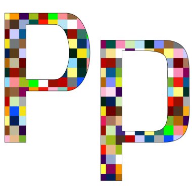 Font Set 1 Letter P Isolated on White clipart