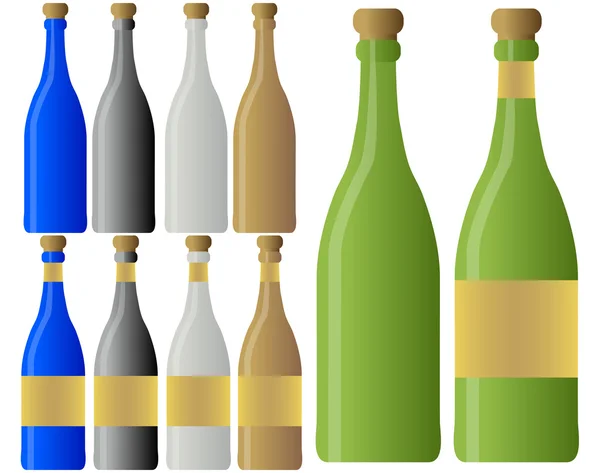 Set Wein / Champagner-Flaschen — Stockvektor