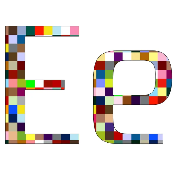 글꼴 설정 1 편지 E 흰색 절연 — 스톡 벡터