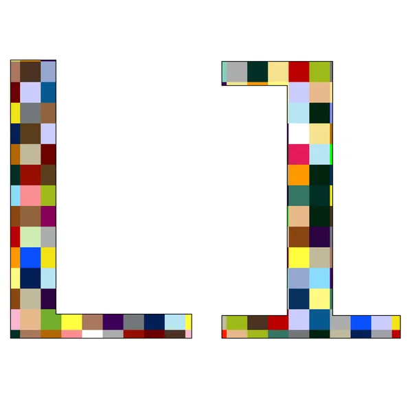 Teckensnittsuppsättning 1 bokstaven l isolerad på vit — Stock vektor